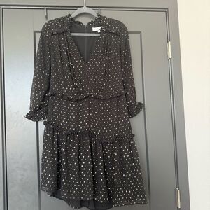 Hunter Bell Black and Gold Polka Dot Amanda Dress Size 8